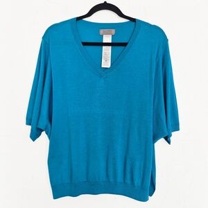 FALCONERI Seta Collection Silk Knit Bright Blue Top, S